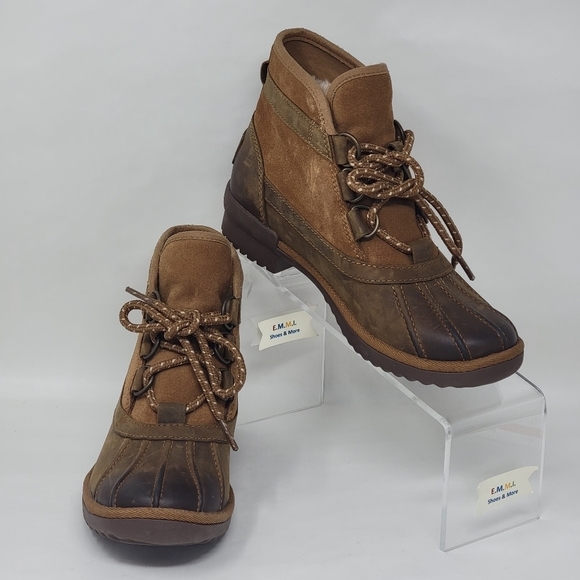UGG Greda Waterproof Duck Boot Brown Leather Suede 1112650 Women’s Size 5 New - Picture 3 of 13